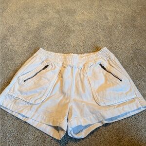 Aerie White Cargo Shorts with Zipper Pockets